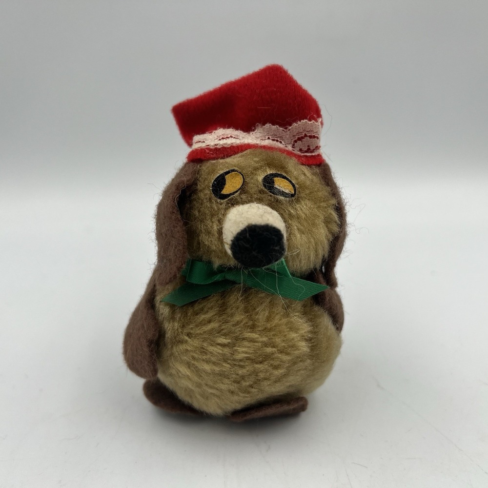Vintage 1979 Dan Dee Hound Dog Plush Droopy Eyes Nut Shell Filled 4" Stuffed